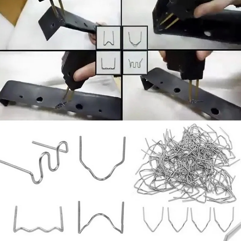 

100/500Pcs Hot Stapler Plastic Repair Standard Pre Cut Wave Staples Bumper Bodywork Repairs 0.8mm Wave Staples Stainless Steel