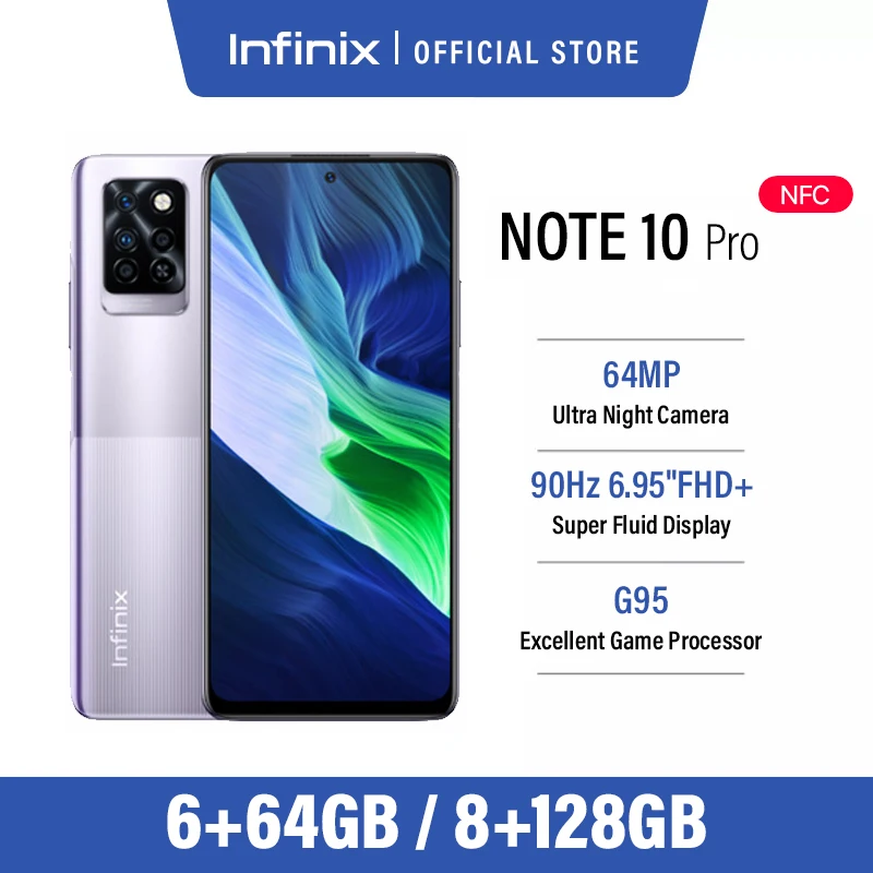 Смартфон Note 10 Pro 4 + 64 ГБ/8 128 ГБ 6 95 дюйма процессор AMOLED Helio G95 камера мп аккумулятор 33