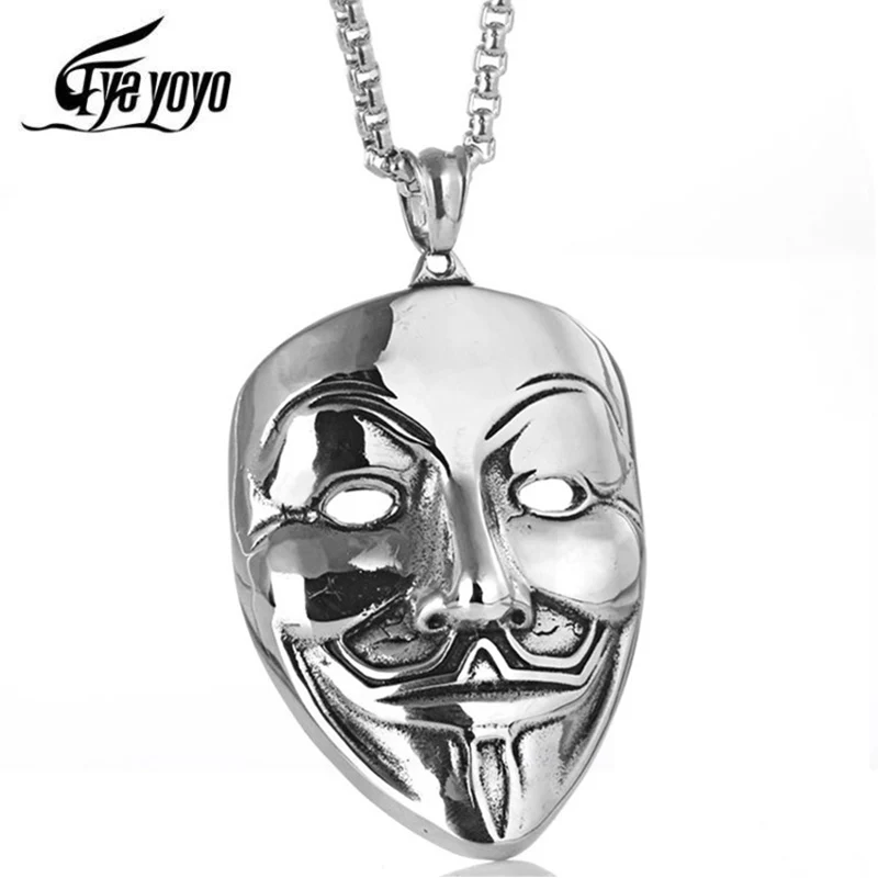 Фото EyeYoYo V for Vendetta» кулон с изображением из фильма Характер маска ожерелье с подвеской в виде головы Цепочки и ожерелья Мужская подвеска в стиле 