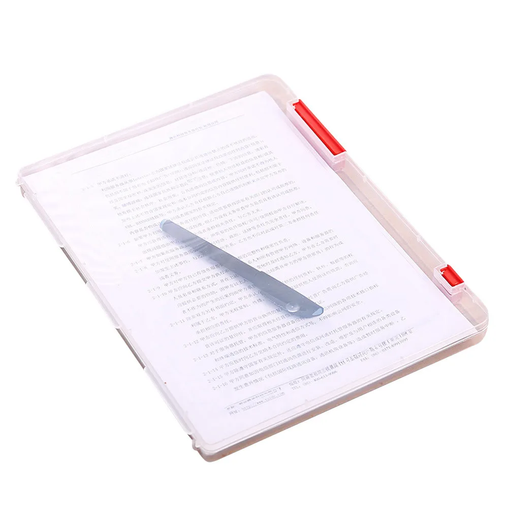 

A4 Transparent Storage Box Clear Plastic Document Paper Filling Case File Stylish document case for studnts or office worker A30