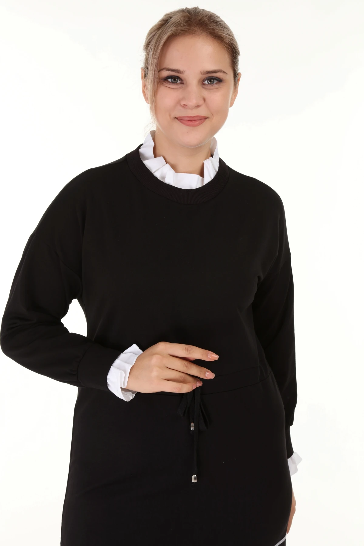 

Lir Women Large Size Skirt Ruffle Long Sleeve Dress Black L1632