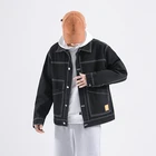 Куртка-бомбер мужская джинсовая с отложным воротником и длинными рукавами