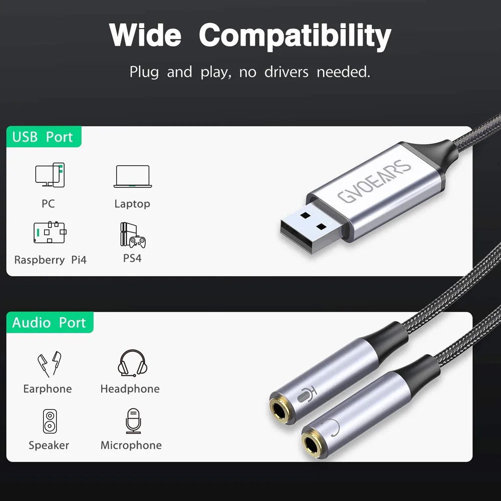 Аудиоадаптер USB на штекер 3 5 мм с разъемом для наушников и микрофона разъём Jack (TRS)