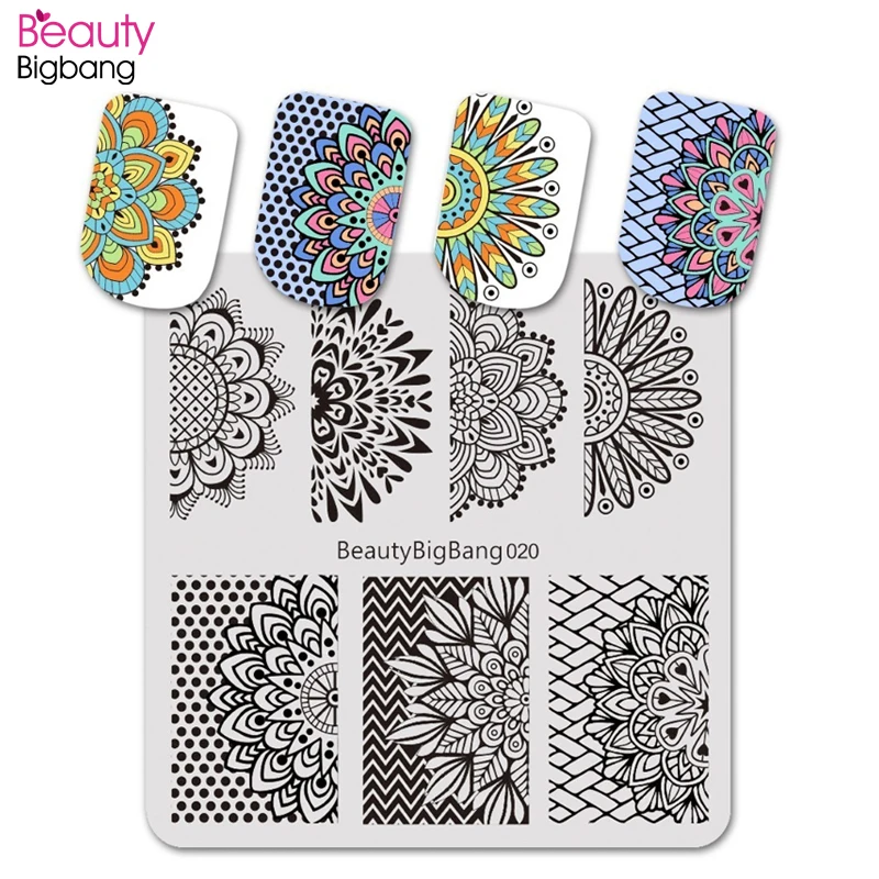 BeautyBigBang 1 шт. 6*6 см штамп с изображением площади пластина в горошек Мандала Цветы