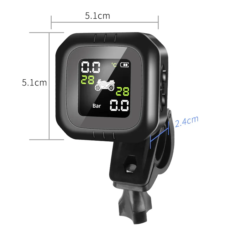 

Motorcycle TPMS Motor Tire Pressure USB Charging Tyre Temperature Monitoring Alarm System with 2 External Sensors
