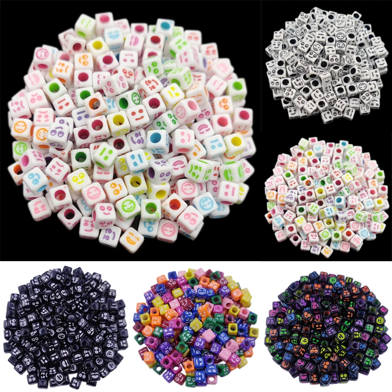 

6mm Square Smiling Face Loose Beads DIY Crafts For Jewelry Making Wholesale Necklace Bracelet Pendant