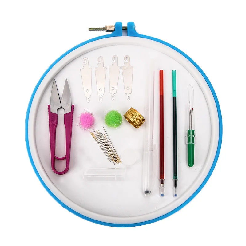 Полный ассортимент штампованных наборов для вышивки включая обруч цветные нити