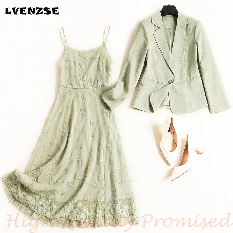 LVENZSE платье костюм женский облегающее куртка комплект из 2 предметов офисное 2019