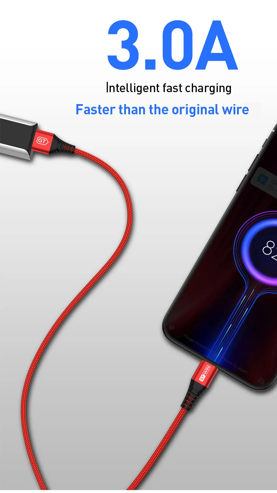 GTWIN 3A type C USB кабель быстрое зарядное устройство для samsung S10 S9 S8 мобильный телефон зарядный провод для Xiaomi mi9 Redmi note 7 Android