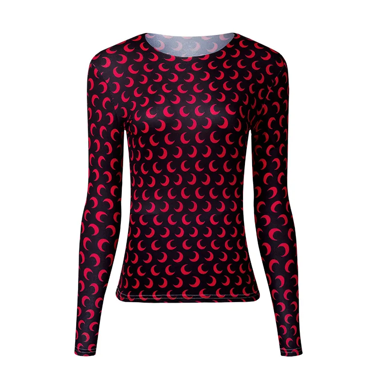 S-4XL женские топы весна-лето 2019 сексуальные с длинным рукавом и принтом Луны