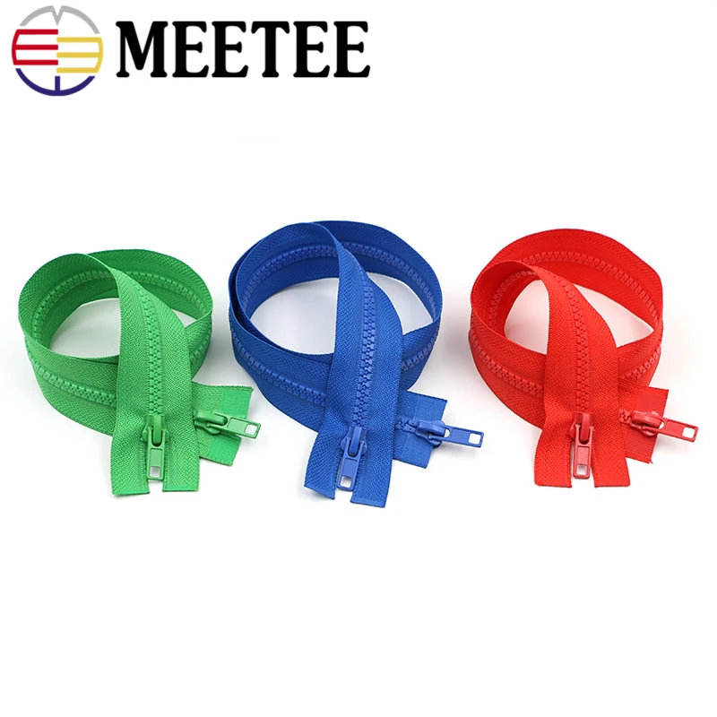2 шт. Meetee 5 # двойная открытая молния из смолы молнии 50-200 см пуховик/пальто сумки