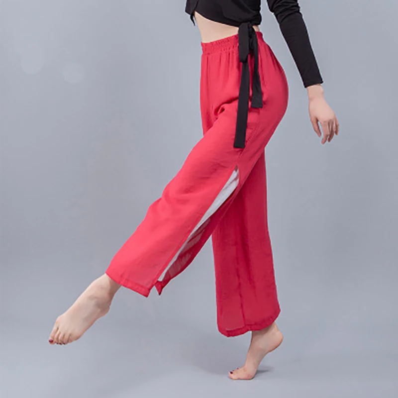 Modern Dance Acrobatics Pants Vents Of Cotton And Linen Practise Wide-Legged Elegant Classical Yoga Clothes One Piece |