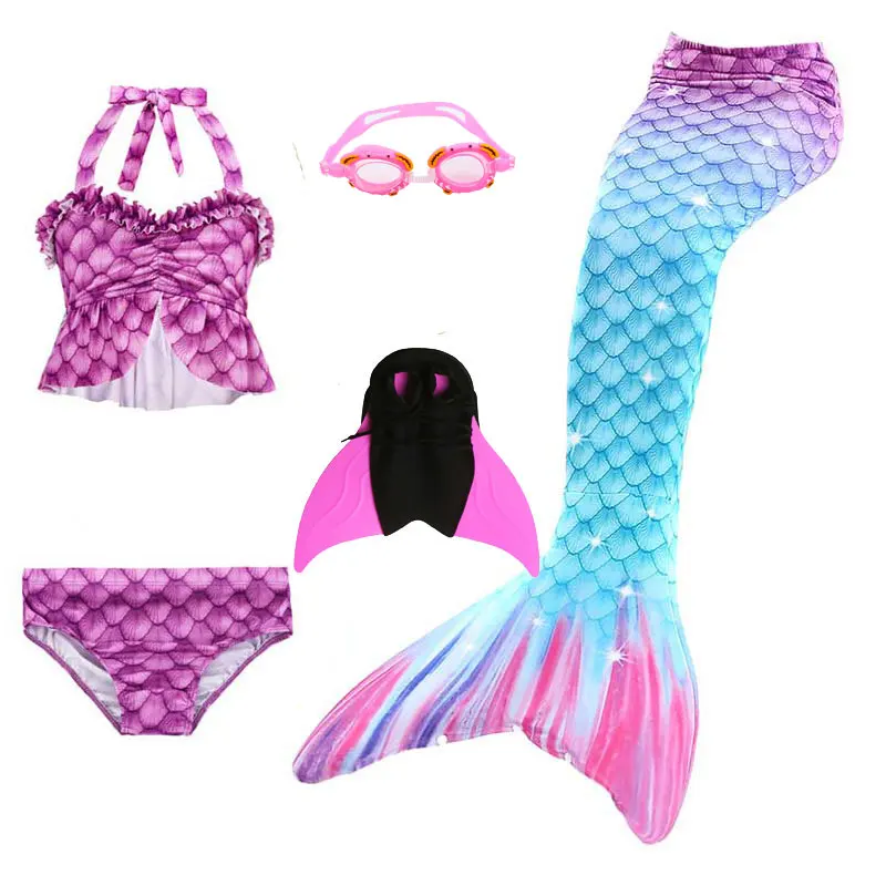 

Girls Fancy Swimsuit Swimming Mermaid Tails For Kids Children Beachwear Pool Swimwear With Monofin Flippers
