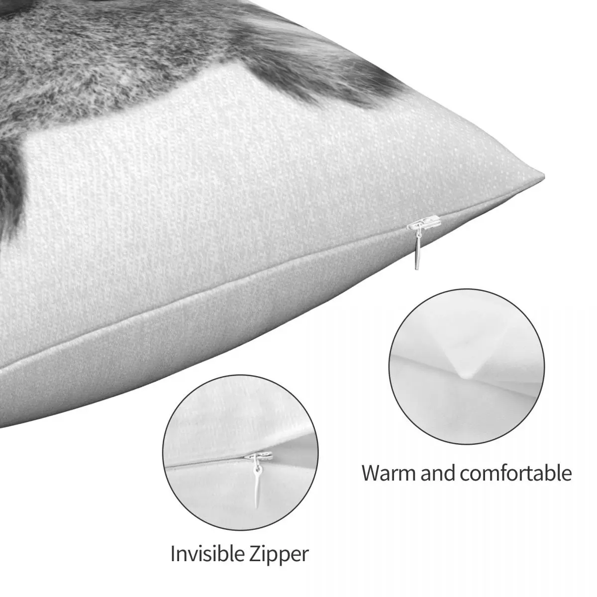 Чехол для детской подушки Koala Черно-Белая Квадратная наволочка из полиэстера и