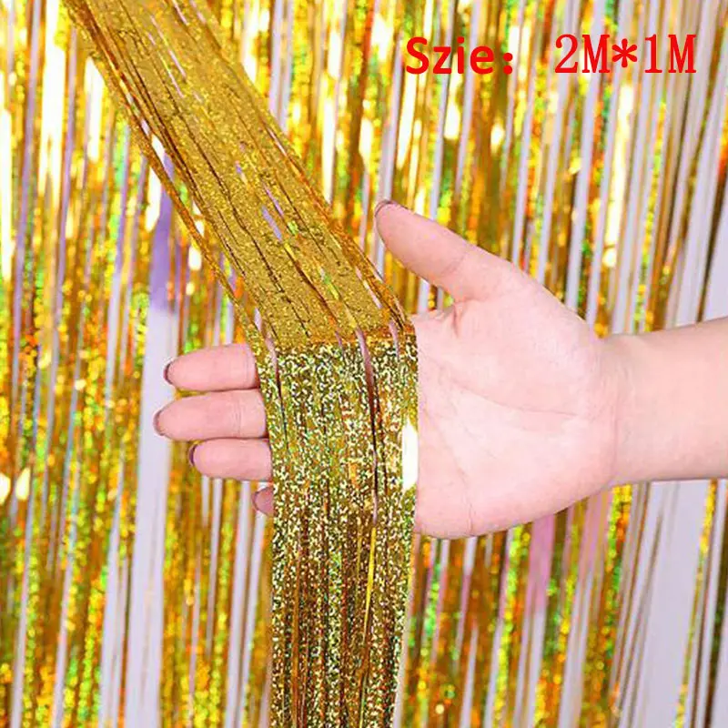 2M Rain Tinsel Curtain Frozen Snow White Party Silver Christmas Ornaments Winter Decoration Supplies for Home 2023 New Year - купить по