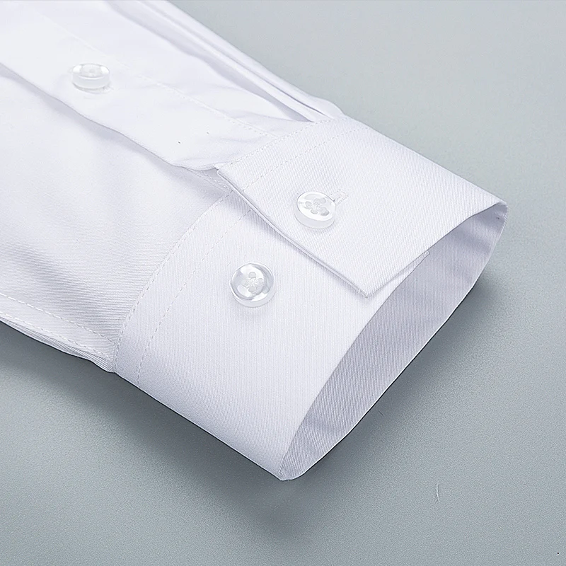 

Mens Long Sleeve Stretch Easy Care Shirt Formal Business Office Solid Wrinkle-Free Bamboo Fiber Standard-fit Basic Dress Shirts