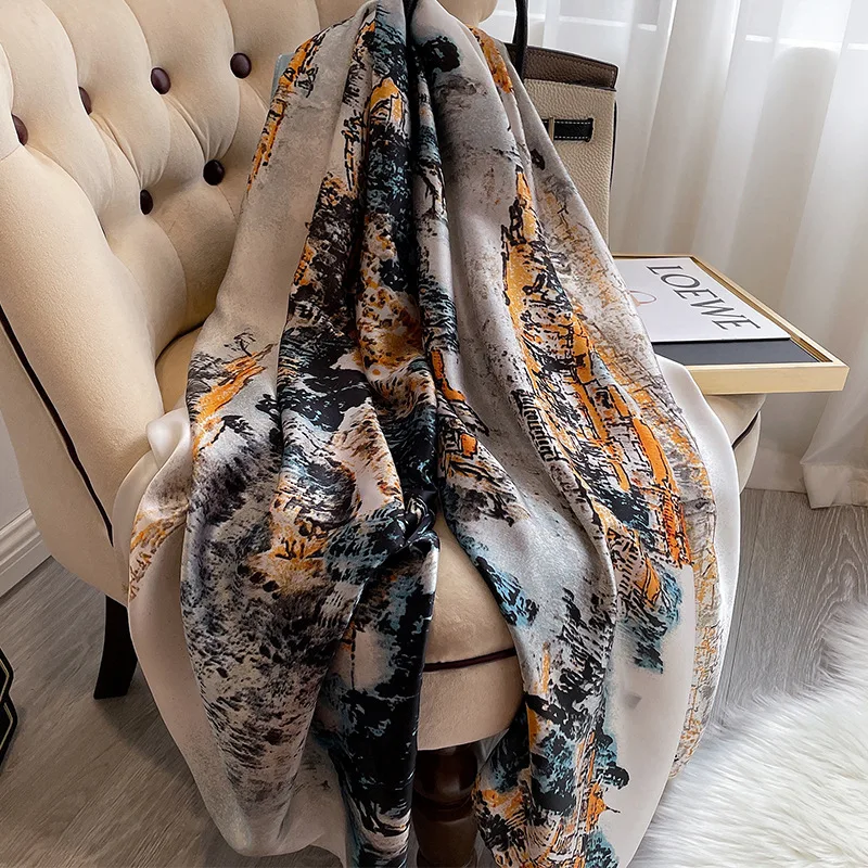 

Fashion Silky Scarves Women Long Foulard Square Head Scarf Lady Shawl Wrap Muffler Pareo Bandanna Female Beach Chiffon Hijab