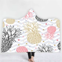 colorful fruits hooded blanket pineapple throw blanket home textile fleece blanket for kids adults picnic wearable blanket