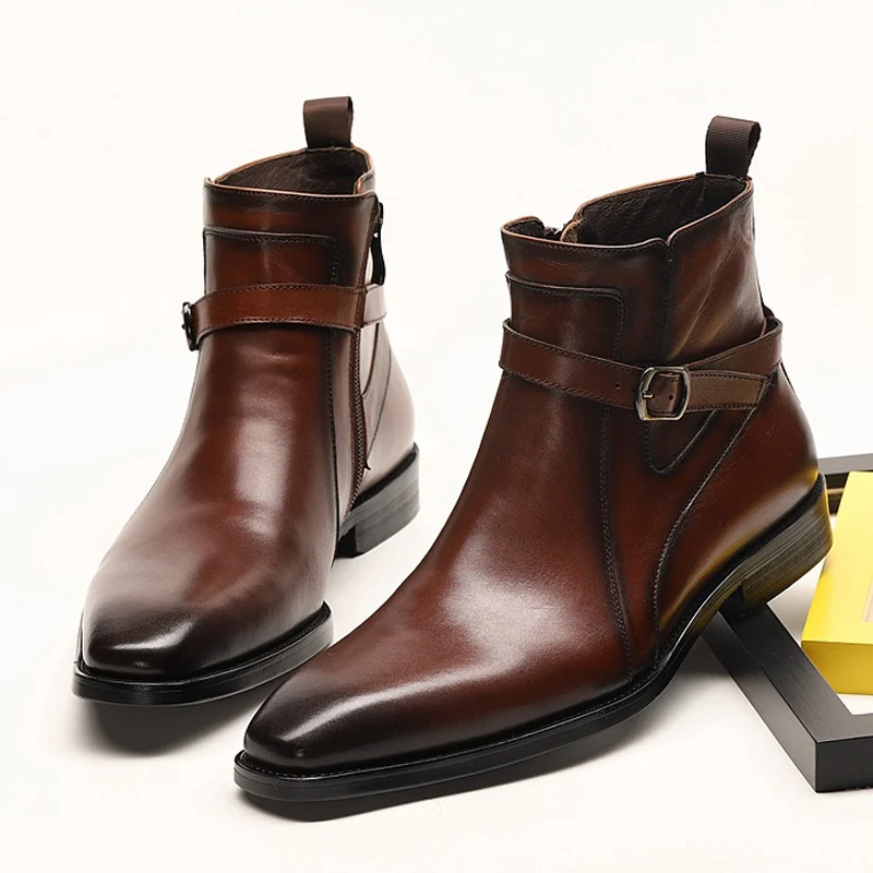 Элегантный квадратный носок мужская деловая официальная Туфли под платье обувь