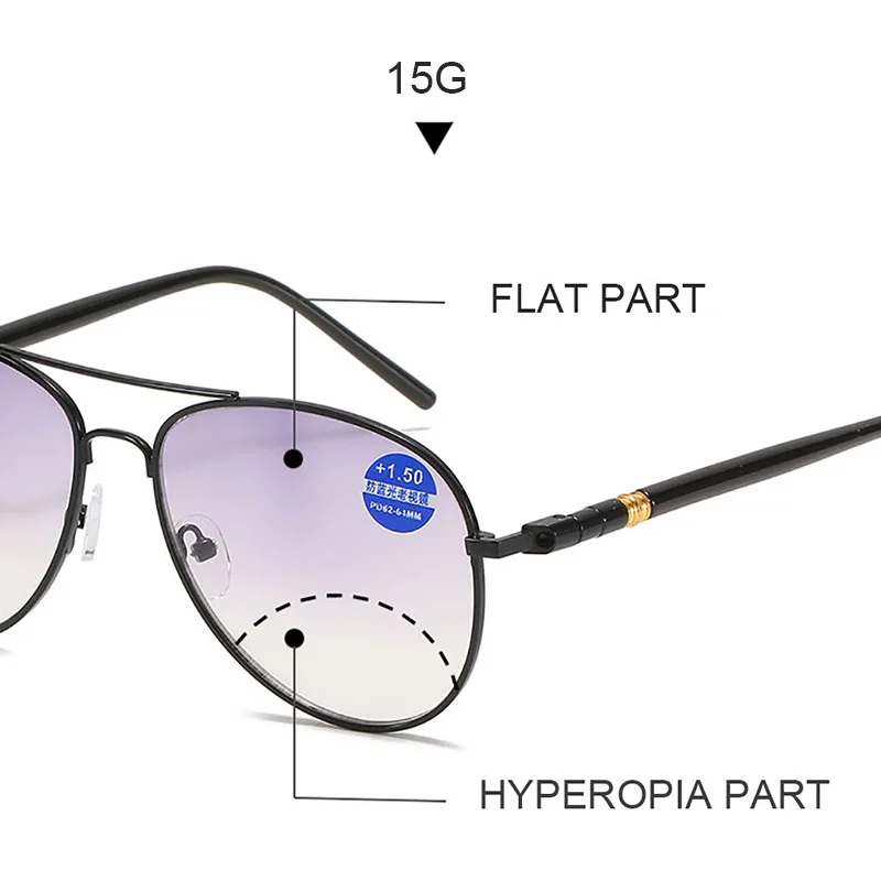 Ahora Для мужчин бифокальный авиаторы солнечные очки для чтения сплав не вызывает