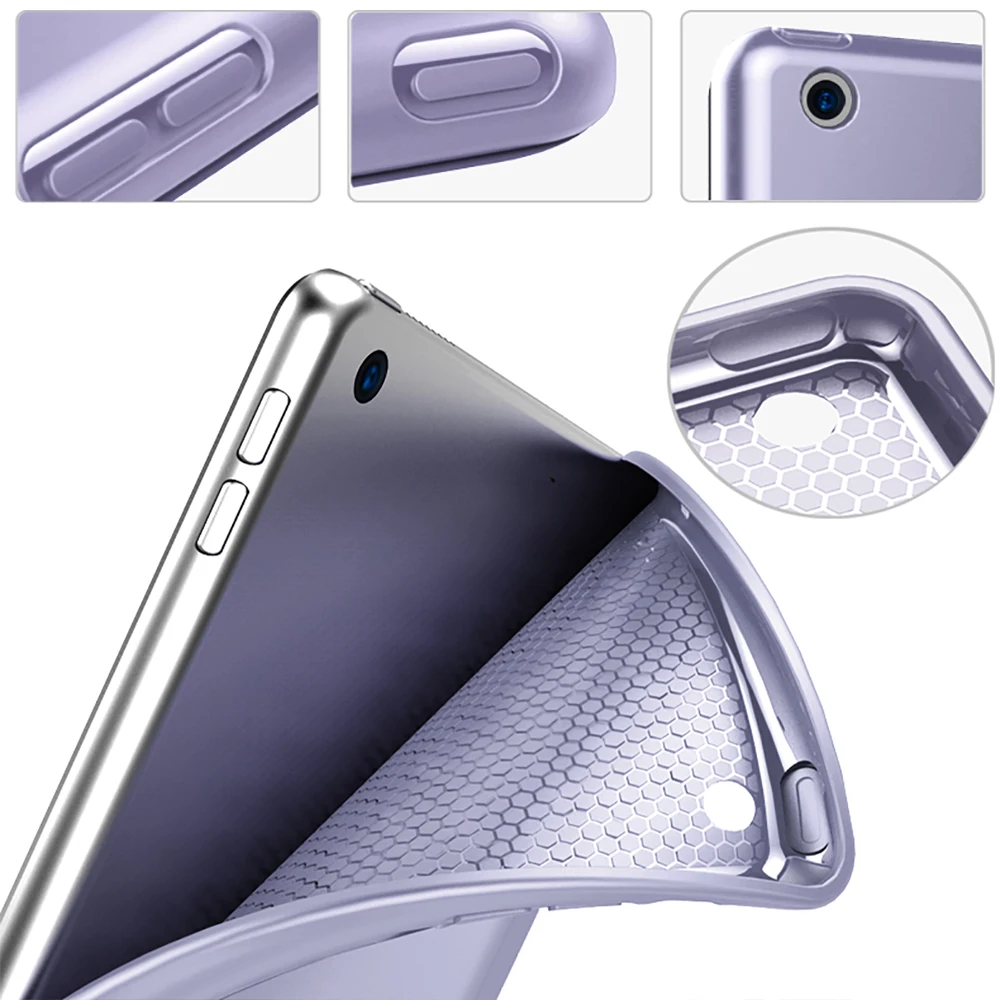 7-го поколения, трехслойный смарт-чехол, funda для iPad, 10,2 дюймов, Автоматический Режим сна/пробуждения, светильник, весовая подставка, силиконовый чехол, A2200, A2198, A2197