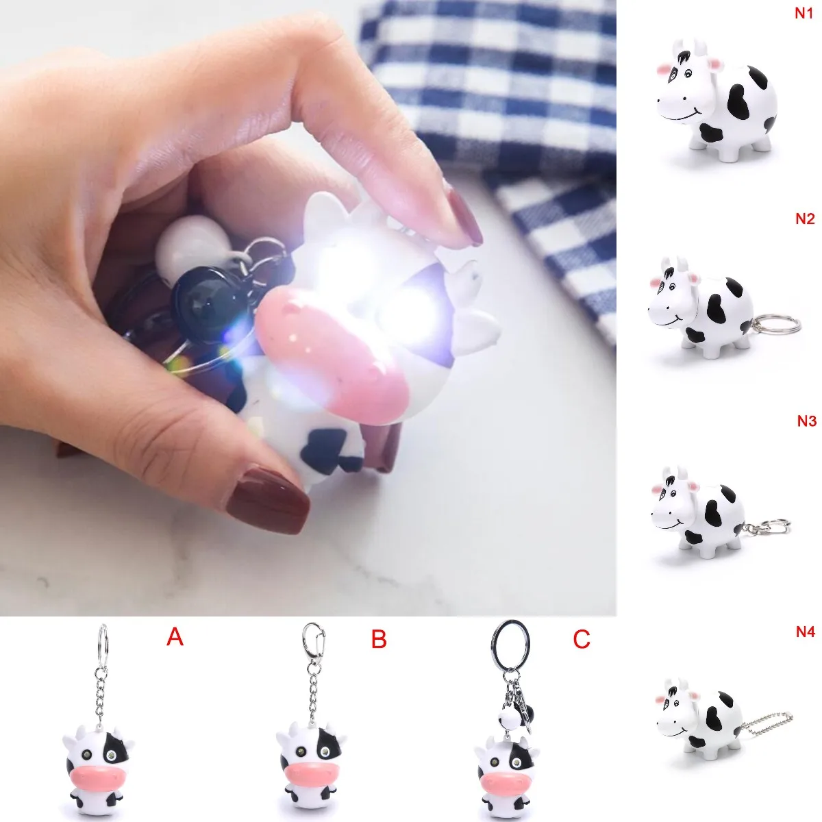 Милые LED из коровьей кожи крупного рогатого скота брелок со звуком фонарик мини