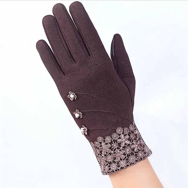 G145 016D Brown VIIANLES/кружевные кашемировые перчатки, женские модные теплые зимние теплые перчатки, лыжные ветрозащитные защита для рук, удобные перчатки - Color: G145 016D Brown