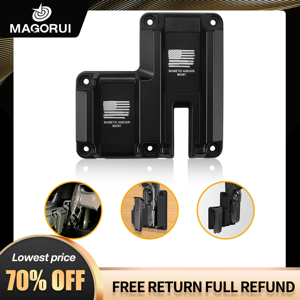 

Magorui Magnet Gun Mount Holster For Glock 17/19/26/43 Use For Car Table Concealed Handgun Pistol Rifle Magnetic Holster 45 Lbs