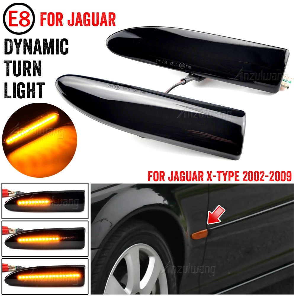 

2PCS Dynamic LED Side Marker Light For Jaguar X-TYPE 2002 2003 2004 2005 2006-2009 Arrow Turn Signal Blinker Indicator Lamp