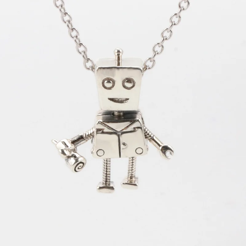 

Authentic 925 Sterling Silver Beads Creative Worker Fashion Robot Beading Fit Original Pandora Bracelet For Women Diy Jewelry