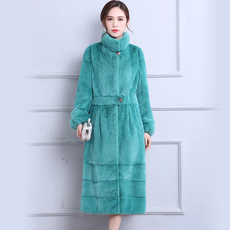 100% Шуба из натуральной норки Женское зимнее теплое меховое пальто размера плюс