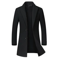 winter wool jacket mens high quality wool coat casual slim collar wool coat mens long cotton collar trench coat