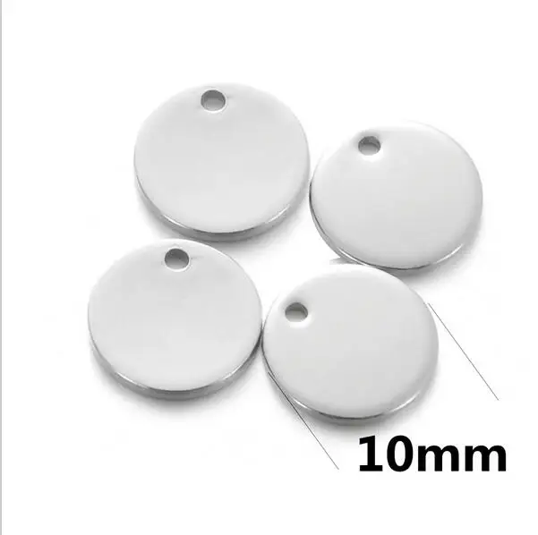 10mm Silver 10 шт из нержавеющей стали металлические плоские круглые пустые монеты шармы с тиснением бирки подвески - Цвет: 10mm Silver