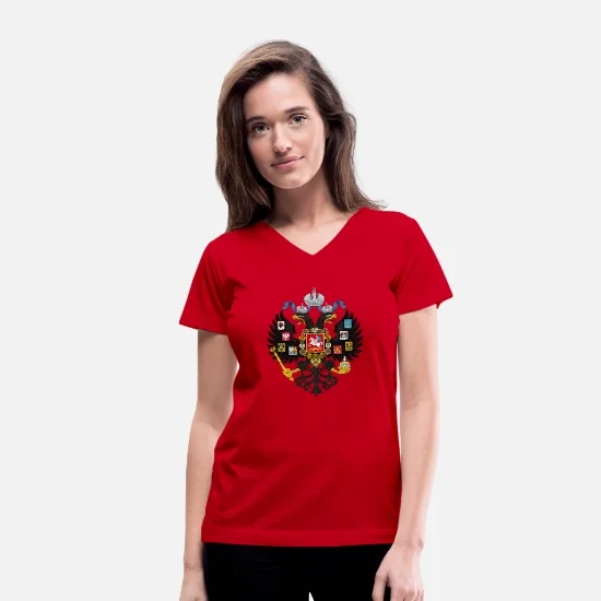 

Женская футболка с V-образным вырезом герб Российской империи