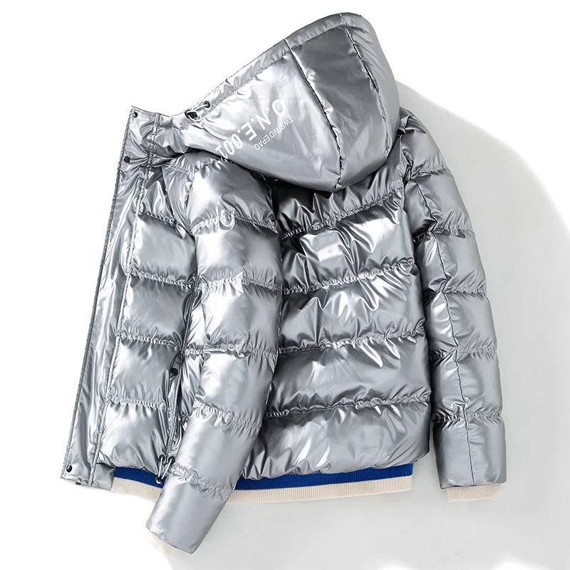 Winter Men Jacket Shiny Duck Down Parkas Jacket Men's Thick Warm Snow Parka Korea style Hooded Overcoat Windbreaker Warm Coats