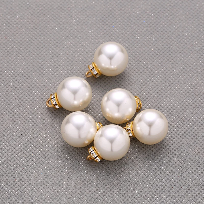 

10 pcs 8-14 mm Round Beads Rhinestone Imitation Pearls Charm Pendant For Earring Bracelet Hair Jewelry Making DIY Accessories