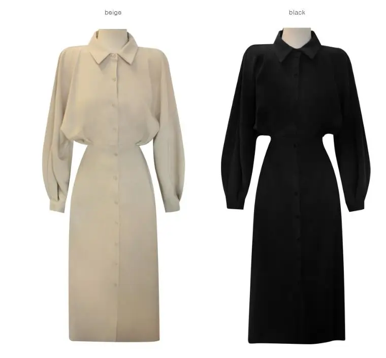 

Spring Autumn Women Casual Eleagnt Lace-Up Slim Fashion Long Sleeve Shirt Dress