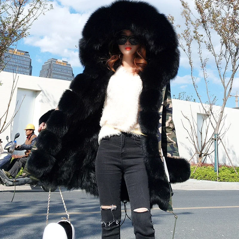 

Fur fur fur collar hair inner medium long thickened fur coat female winter