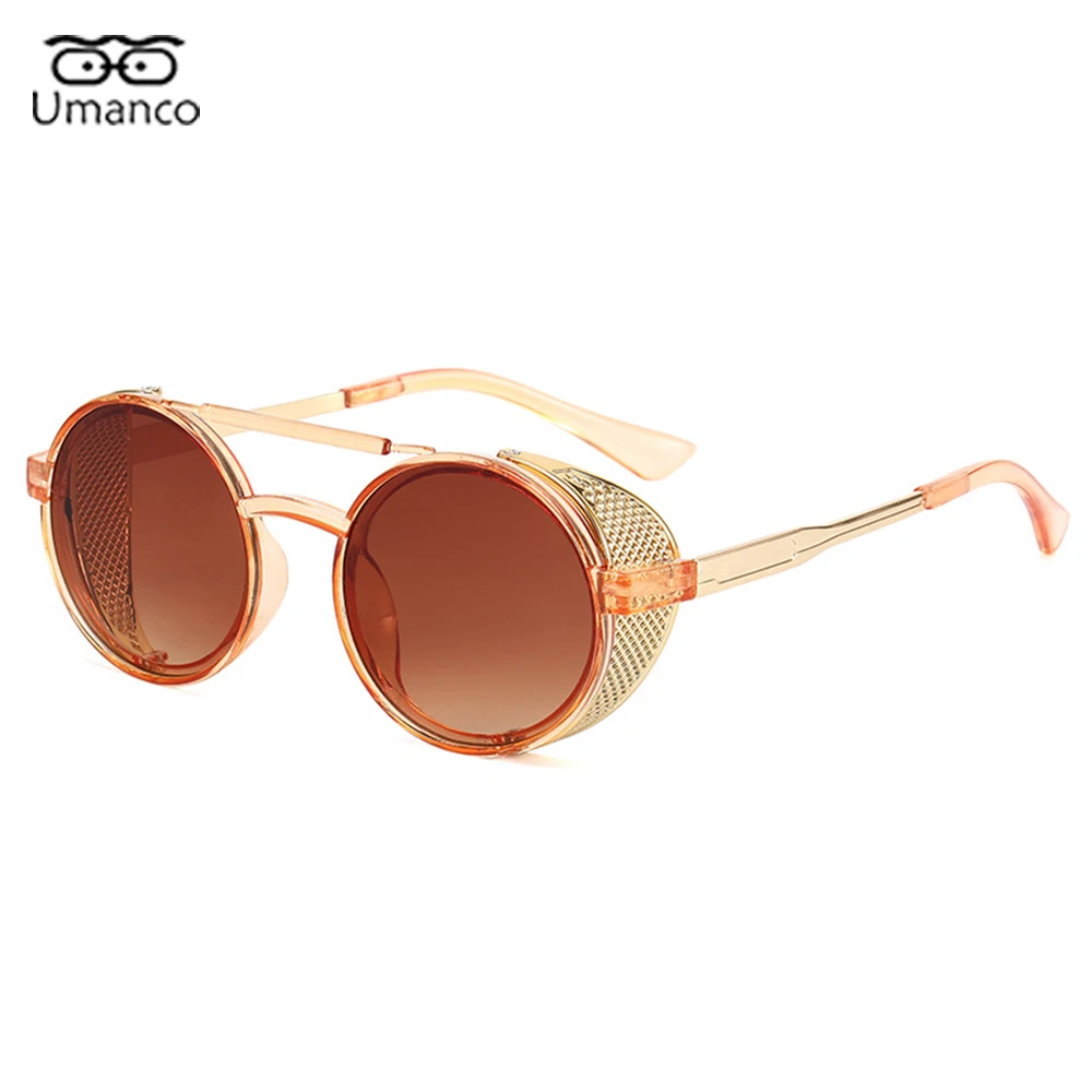 

2021 New Steampunk Sunglasses for Kids Colorful Metal Frame Gradient AC Lens Boys Girls Punk Eyeglasses Travel Party Gift UV400