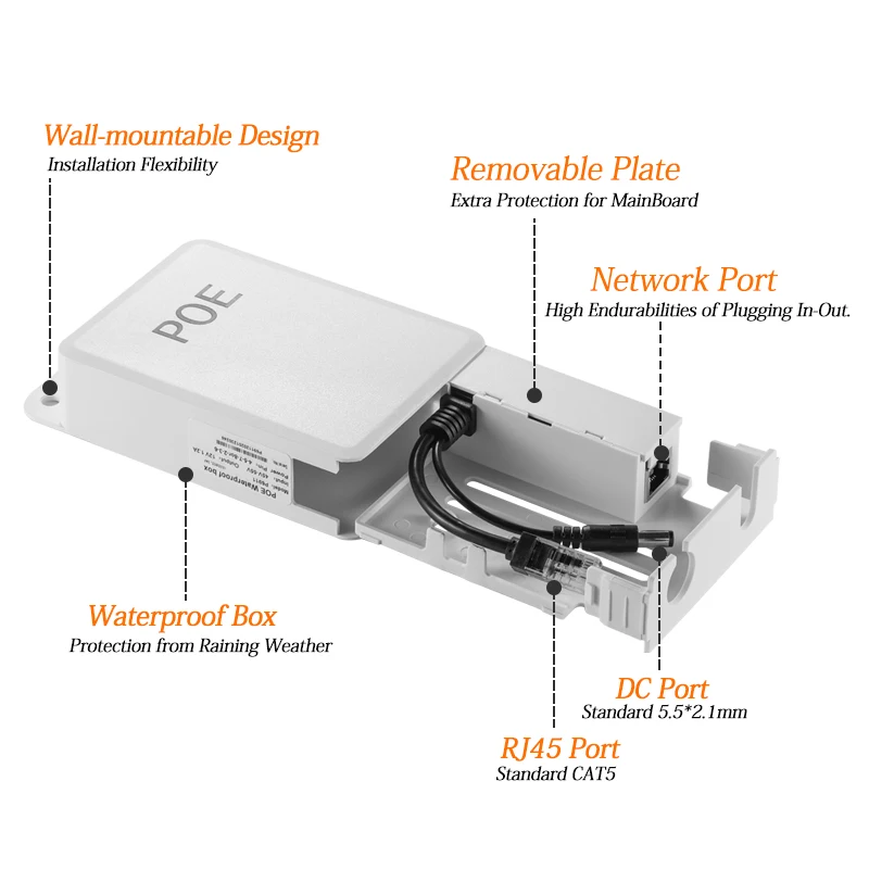 Разделитель PoE на открытом воздухе и Водонепроницаемый IEEE 802.3af 10/100 Мбит/с
