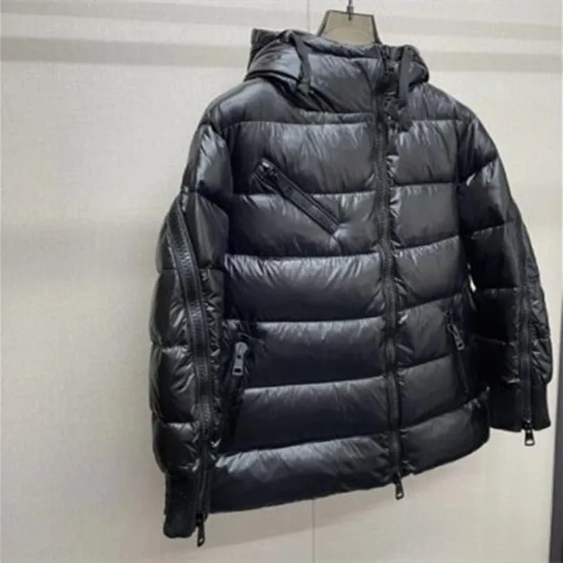 

Down Jacket Women 2022 Short Section Winter Loose And Thin Goose Down Thickened Cape A-shaped Cocoon Flocking Black Casual coat