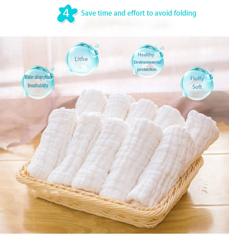 2pcs 12 layers cotton peanut Baby diaper gauze washable newborn cloth soft fitted diapers | Cloth Diapers