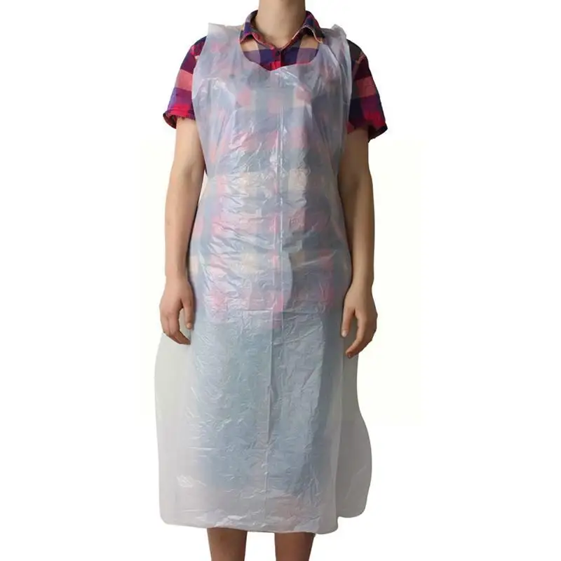

100pcs/set White Disposable Cleaning Apron Transparent Easy Antifouling Use Plastic Aprons Kitchen Kitchen Anti-splash Supp S5i7