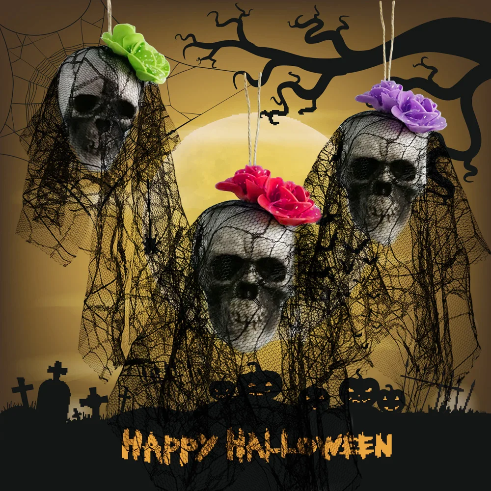 

Halloween Decorations Scary Hanging Skull Ghost Haunted House Skull Scene Prop for Home Bar Festival Party Garden Foam Ornaments