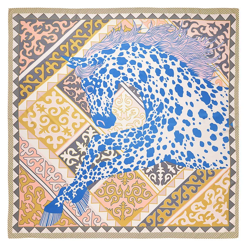 

Chiffon Silk Scarf Woman Fashion Print Square Scarves Luxury Bandanas Small Hijab Foulards Lady Tie Band Headband 130*130cm