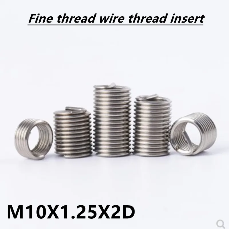 

50pcs M10*1.25*2D fine thread Wire Thread Insert Stainless Steel 304 Wire Screw Sleeve, M10 Screw Bushing Helicoil