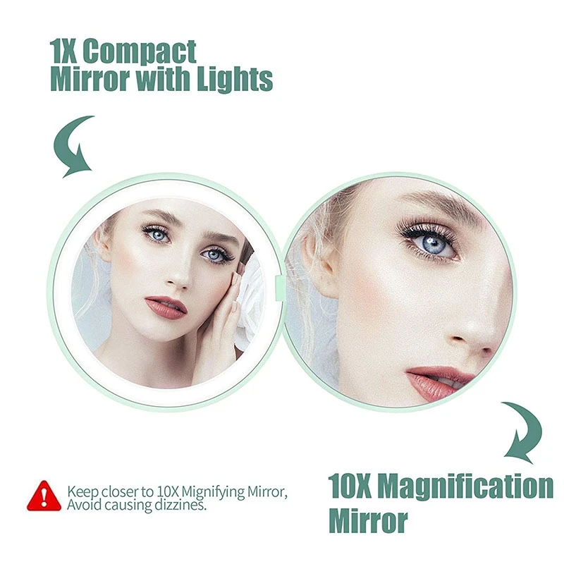 

with LED Light Double Sided Magnifying Lighted Makeup Mirror Folding Hand Mirror Portable Rechargeable Travel Mirror