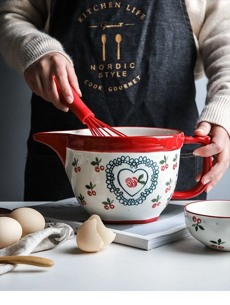 

Набор кухонной утвари, керамическая миска для смешивания для использования, отличная кухонная емкость, измельчитель яиц, подглазурная кера...