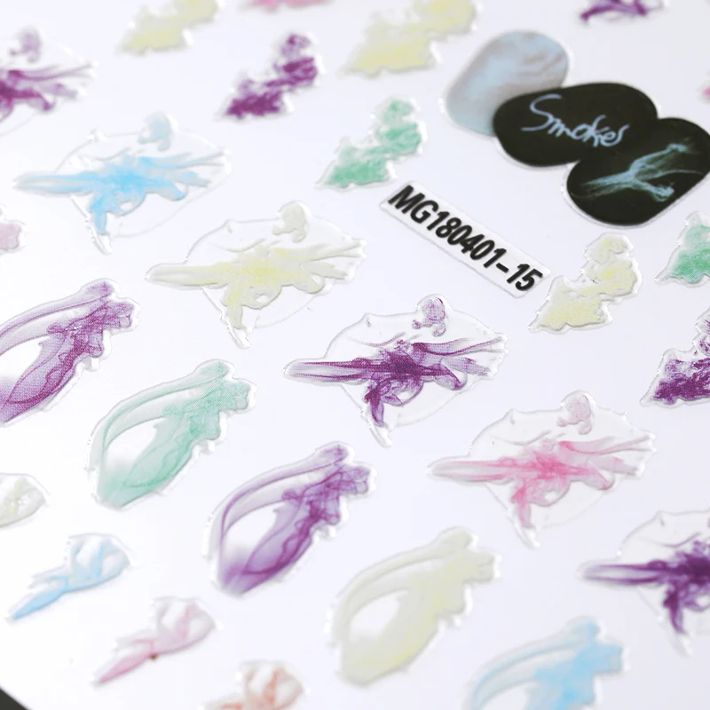 1 Лист наклейки для дизайна ногтей красочные 3D переводные дизайн дымовых