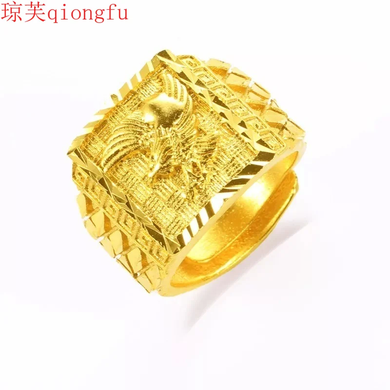 

New Vietnam gold-plated men's and women's phoenix ring gold-plated wedding jewelry couple brass gold-plated open phoenix ring